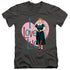 I LOVE LUCY/HEART YOU - S/S ADULT V-NECK 30/1 - CHARCOAL