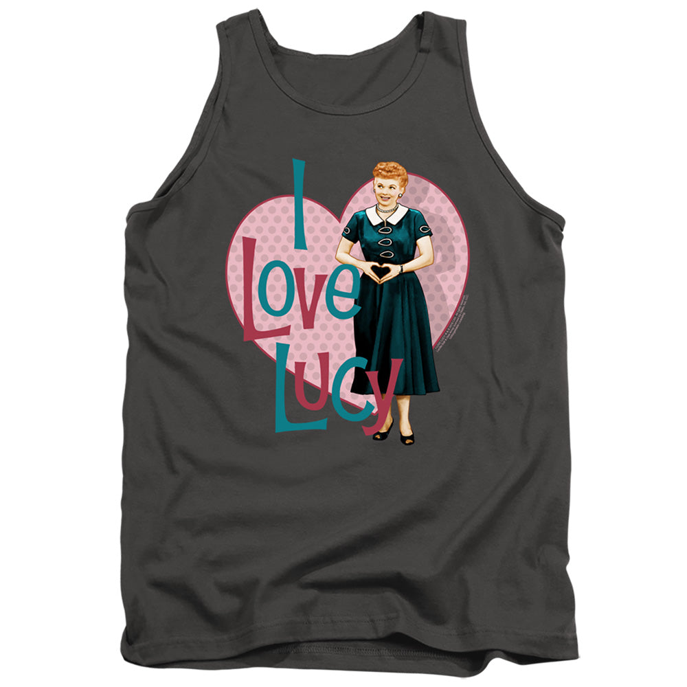 I LOVE LUCY/HEART YOU - ADULT TANK - CHARCOAL