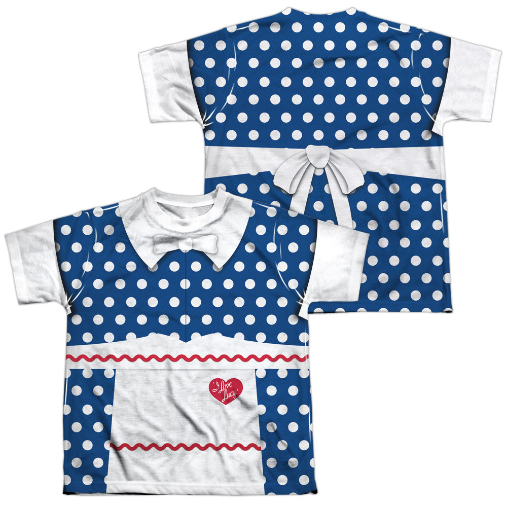 I LOVE LUCY/LUCY COSTUME (FRONT/BACK PRINT) - S/S YOUTH POLY CREW - MULTI