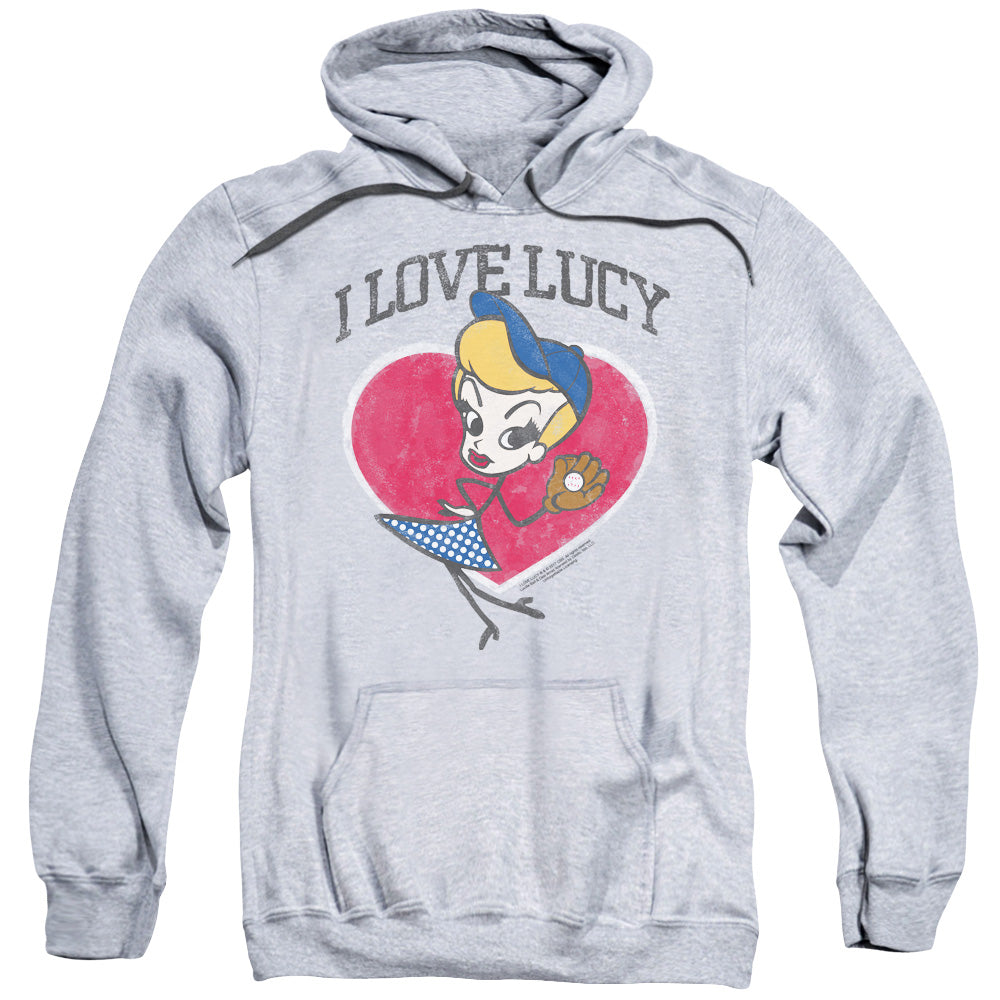 I LOVE LUCY/BASEBALL DIVA - ADULT PULLOVER HOODIE - ATHLETIC HEATHER