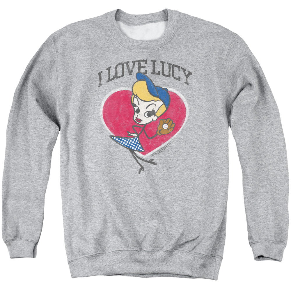 I LOVE LUCY/BASEBALL DIVA - ADULT CREWNECK SWEATSHIRT - ATHLETIC HEATHER