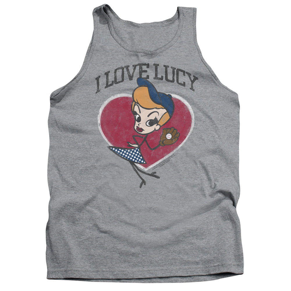 I LOVE LUCY/BASEBALL DIVA - ADULT TANK - ATHLETIC HEATHER