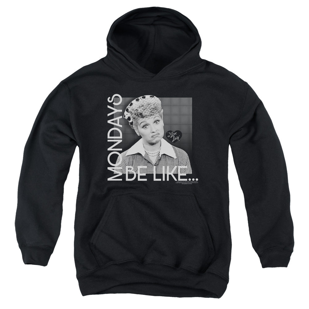 I LOVE LUCY/MONDAYS BE LIKE - YOUTH PULLOVER HOODIE - BLACK