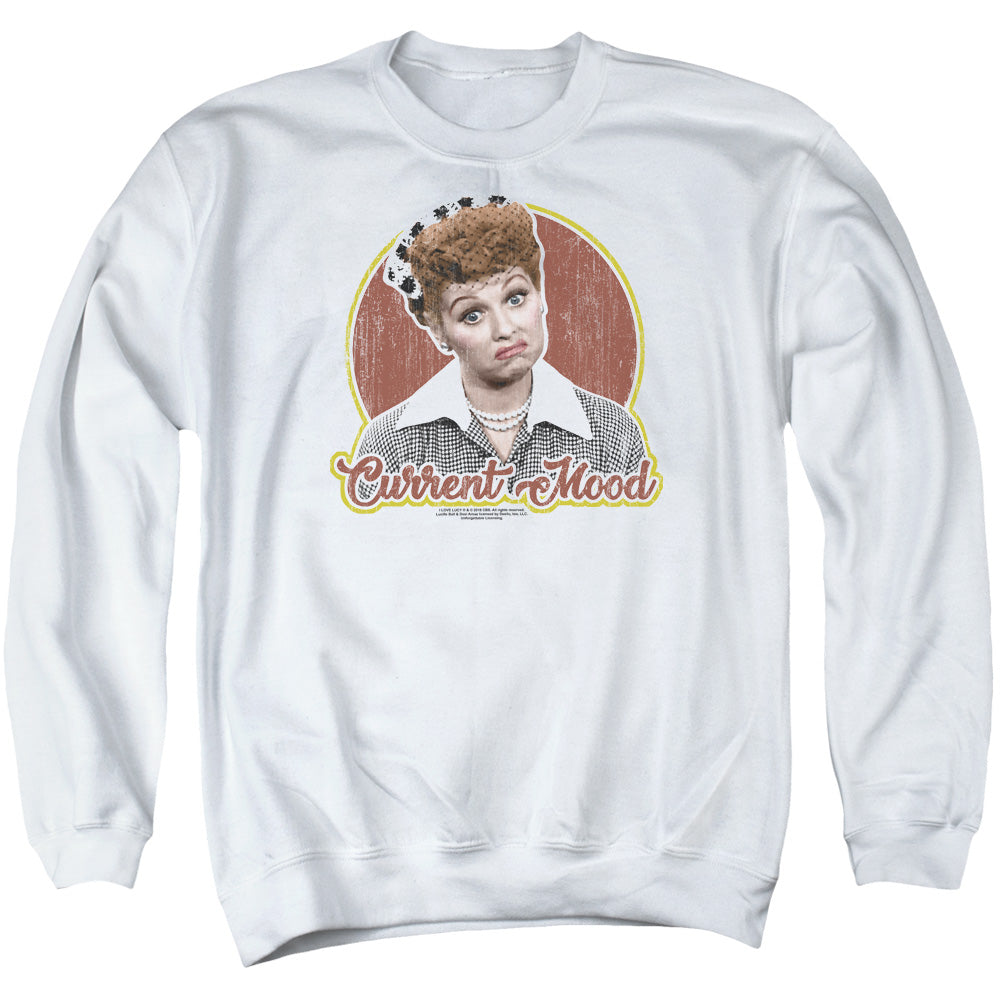 I LOVE LUCY/CURRENT MOOD - ADULT CREWNECK SWEATSHIRT - WHITE