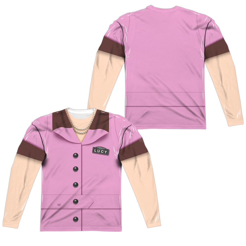 I LOVE LUCY/CHOCOLATE FACTORY COSTUME (FRONT/BACK PRINT) - L/S ADULT POLY CREW  - MULTI