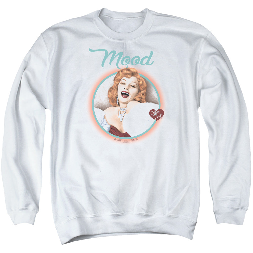 I LOVE LUCY/MOOD - ADULT CREWNECK SWEATSHIRT - WHITE