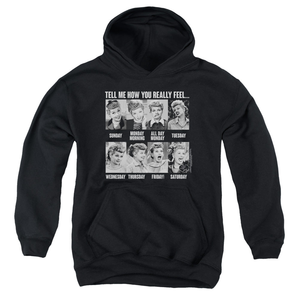 I LOVE LUCY/8 DAYS A WEEK - YOUTH PULLOVER HOODIE - BLACK