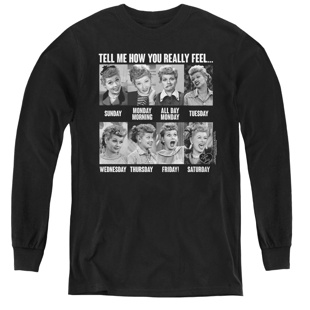 I LOVE LUCY/8 DAYS A WEEK - YOUTH LONG SLEEVE TEE - BLACK