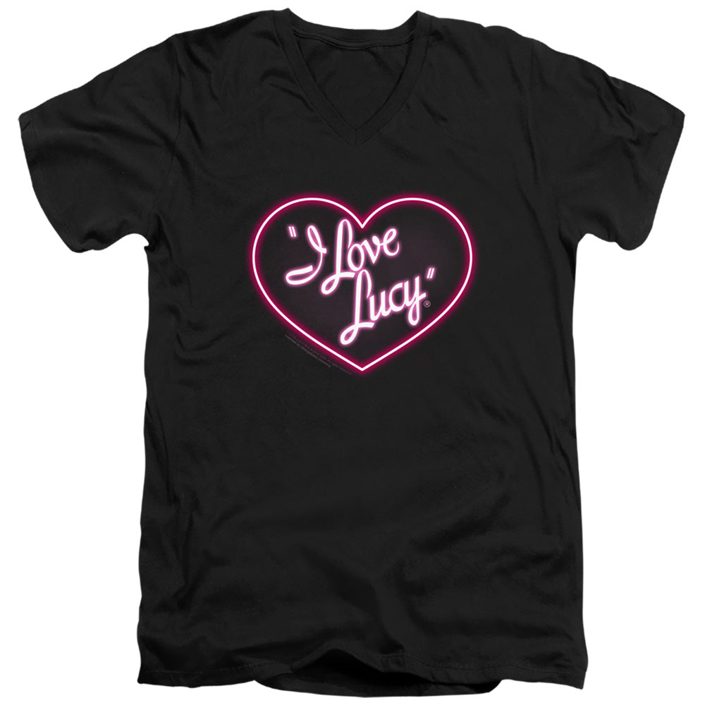 I LOVE LUCY/NEON LOGO - S/S ADULT V-NECK 30/1 - BLACK