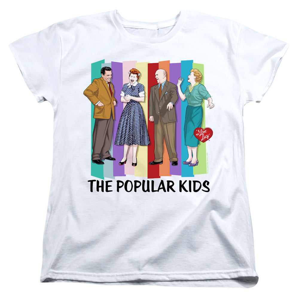 I LOVE LUCY/THE POPULAR KIDS - S/S WOMENS TEE - WHITE