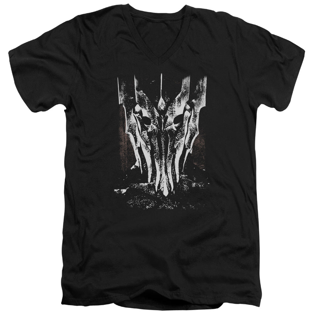 LOR/BIG SAURON HEAD - S/S ADULT V-NECK 30/1 - BLACK