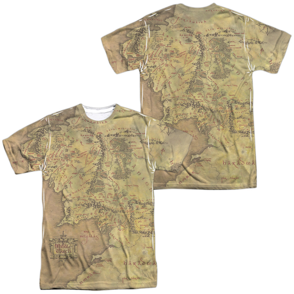 LOR/MIDDLE EARTH MAP (FRONT/BACK PRINT) - S/S ADULT POLY CREW - MULTI