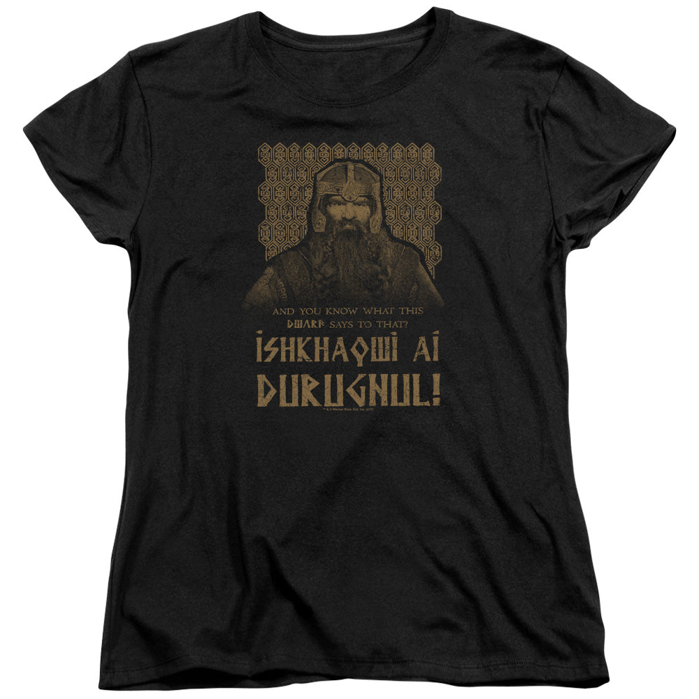 LORD OF THE RINGS/ISHKHAQWI DURUGNUL - S/S WOMENS TEE - BLACK