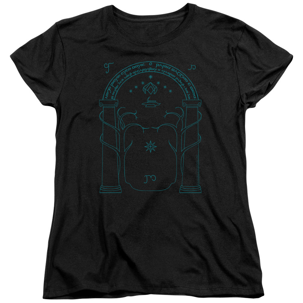 LORD OF THE RINGS/DOORS OF DURIN - S/S WOMENS TEE - BLACK