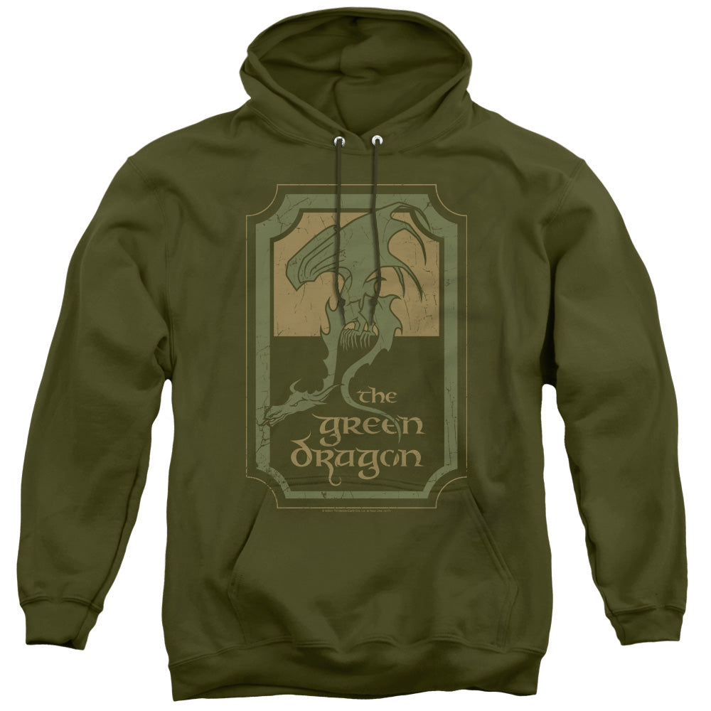 LORD OF THE RINGS/GREEN DRAGON TAVERN - ADULT PULLOVER HOODIE - MILITARY GREEN
