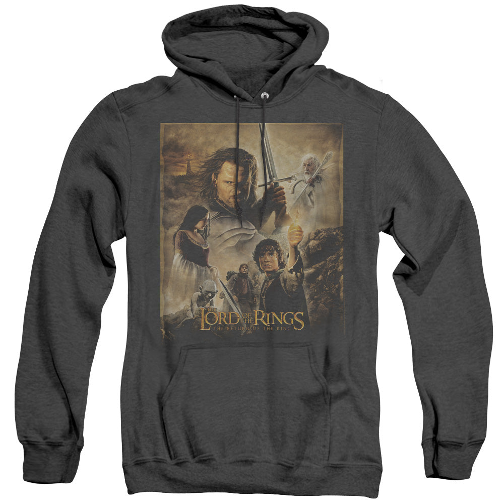 LOR/ROTK POSTER - ADULT HEATHER HOODIE - BLACK