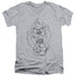 LOONEY TUNES/FADED TAZ - S/S ADULT V-NECK 30/1 - ATHLETIC HEATHER