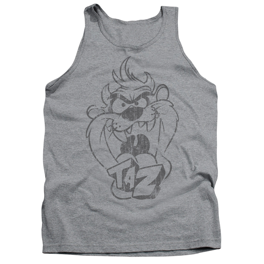 LOONEY TUNES/FADED TAZ - ADULT TANK - ATHLETIC HEATHER