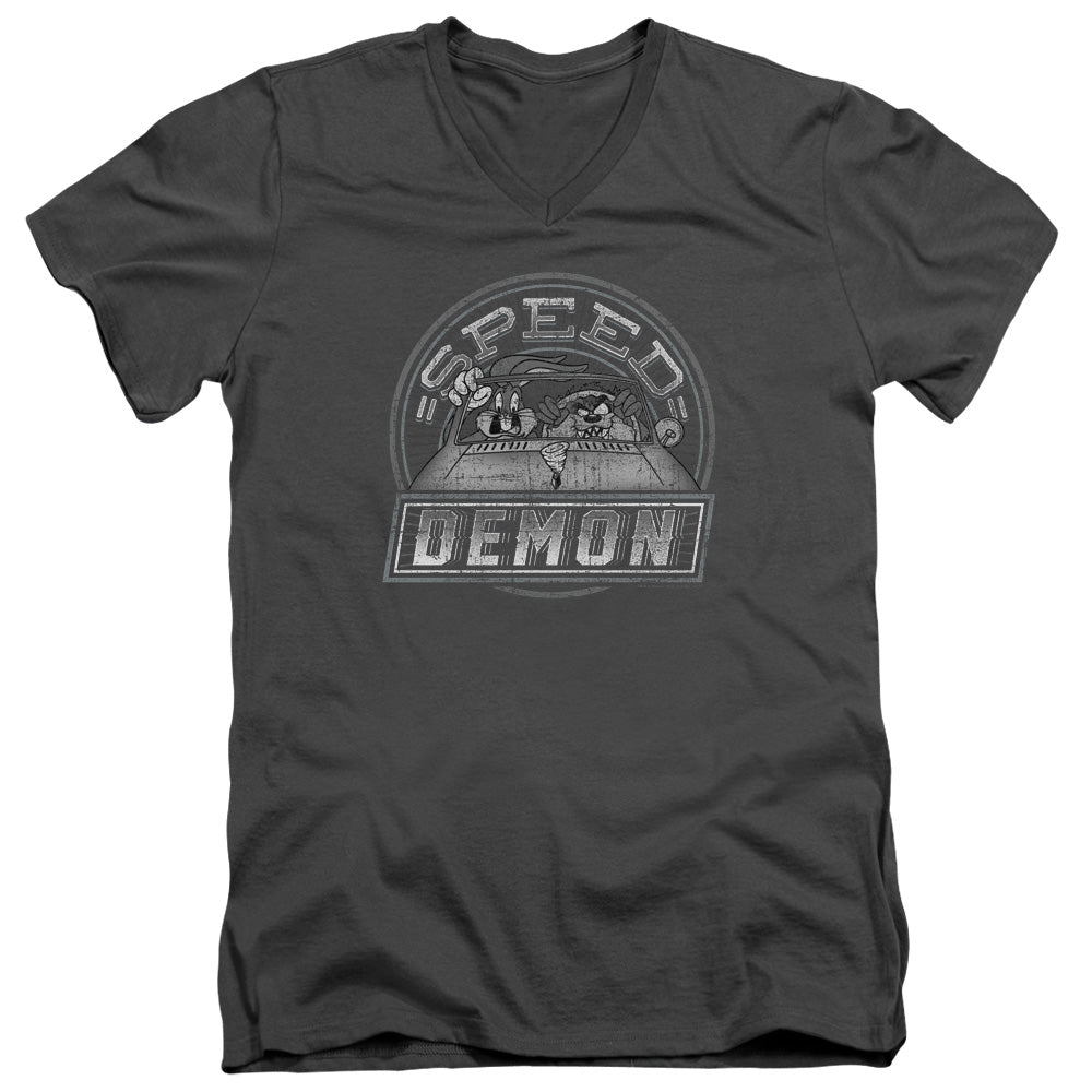 LOONEY TUNES/SPEED DEMON - S/S ADULT V-NECK 30/1 - CHARCOAL