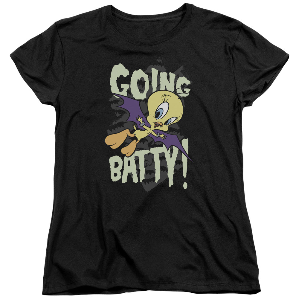 LOONEY TUNES/GOING BATTY - S/S WOMENS TEE - BLACK