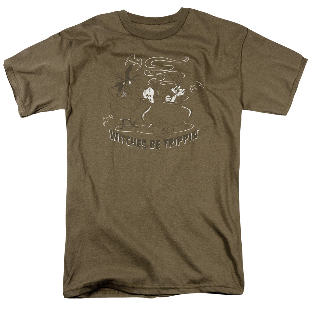 LOONEY TUNES/WITCHES - S/S ADULT 18/1 - SAFARI GREEN