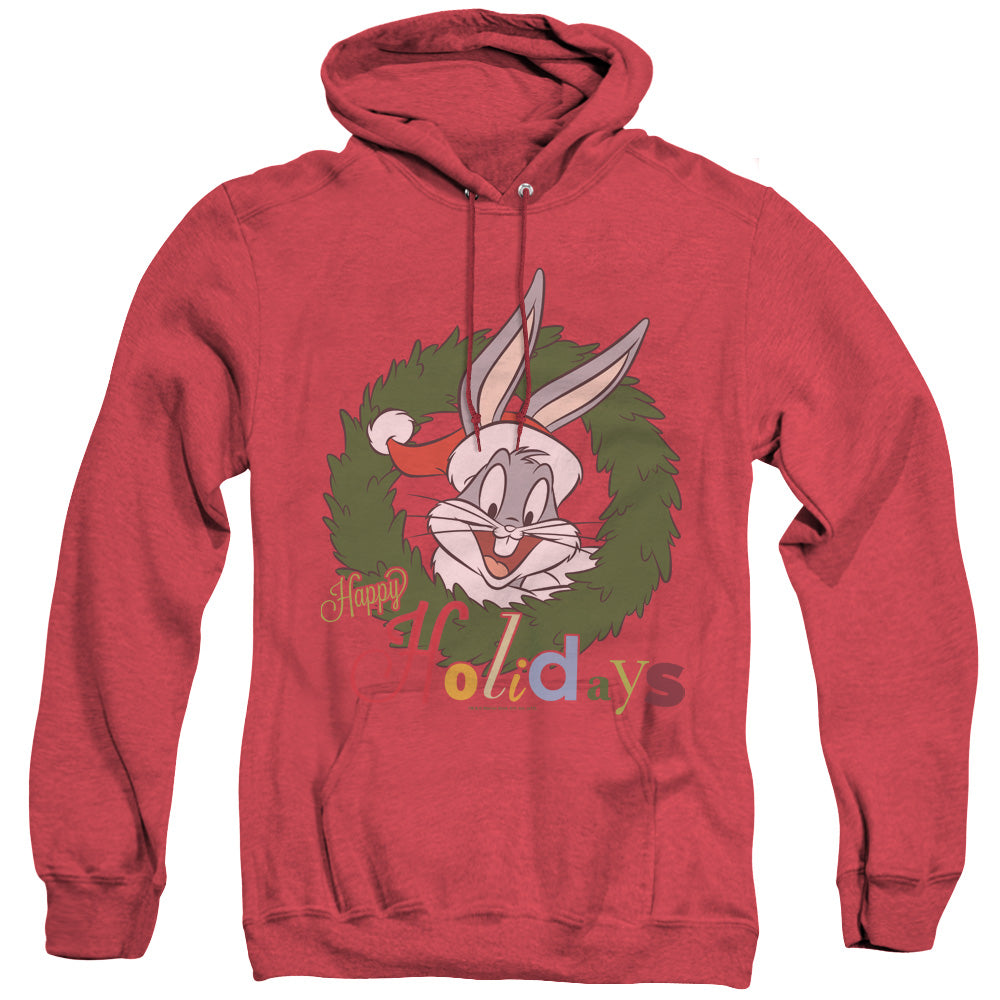 LOONEY TUNES/HOLIDAY BUNNY - ADULT HEATHER HOODIE - RED