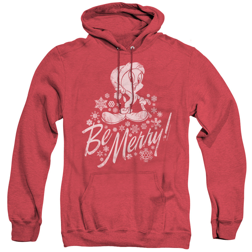 LOONEY TUNES/MERRY TWEETY - ADULT HEATHER HOODIE - RED