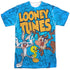 LOONEY TUNES/COLLAGE OF CHARACTERS (FRONT/BACK PRINT) - S/S ADULT POLY CREW - MULTI