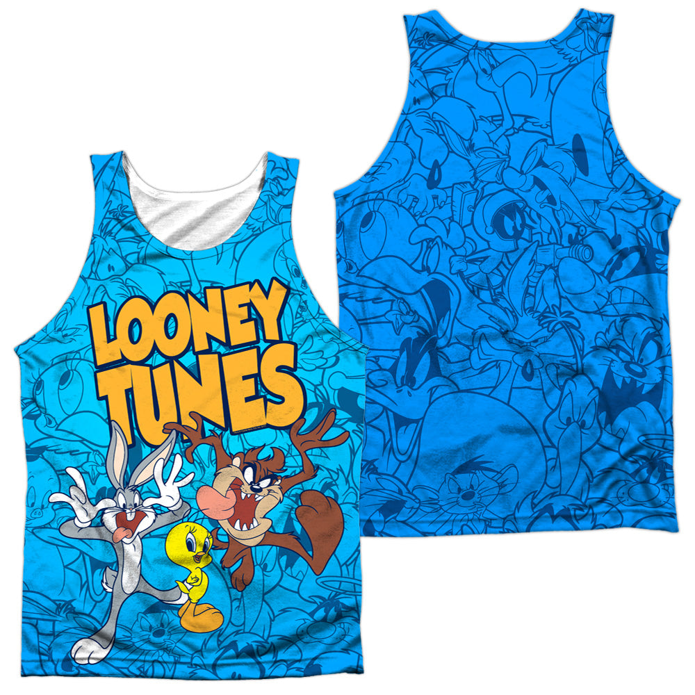 LOONEY TUNES/COLLAGE OF CHARACTERS (FRONT/BACK PRINT) - ADULT POLY TANK TOP - MULTI