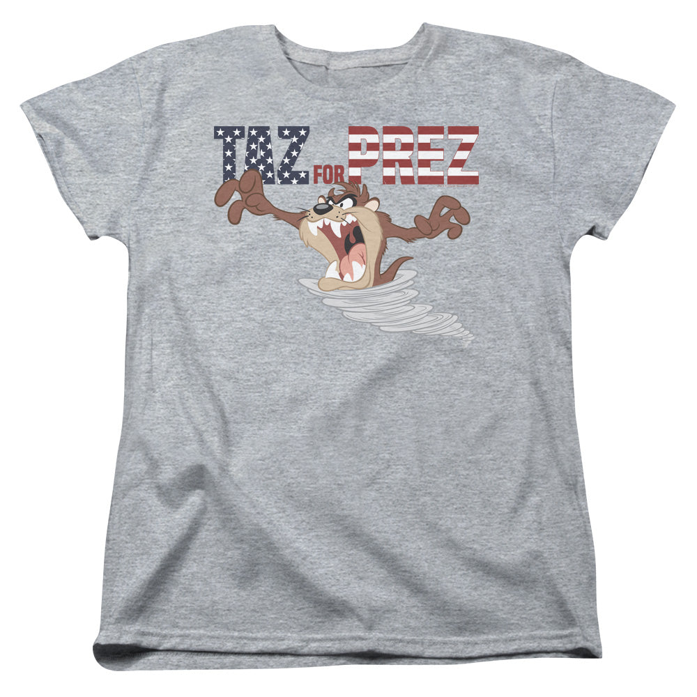 LOONEY TUNES/TAZ FOR PREZ 3 - S/S WOMENS TEE - ATHLETIC HEATHER
