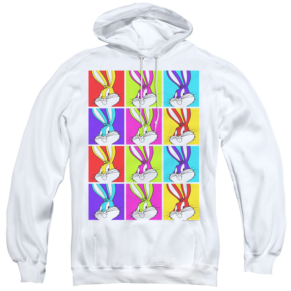 LOONEY TUNES/BUGS TILES - ADULT PULLOVER HOODIE - WHITE