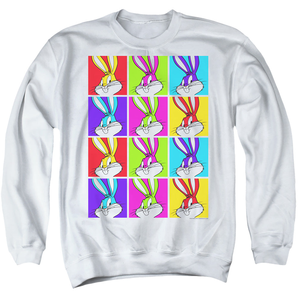 LOONEY TUNES/BUGS TILES - ADULT CREWNECK SWEATSHIRT - WHITE