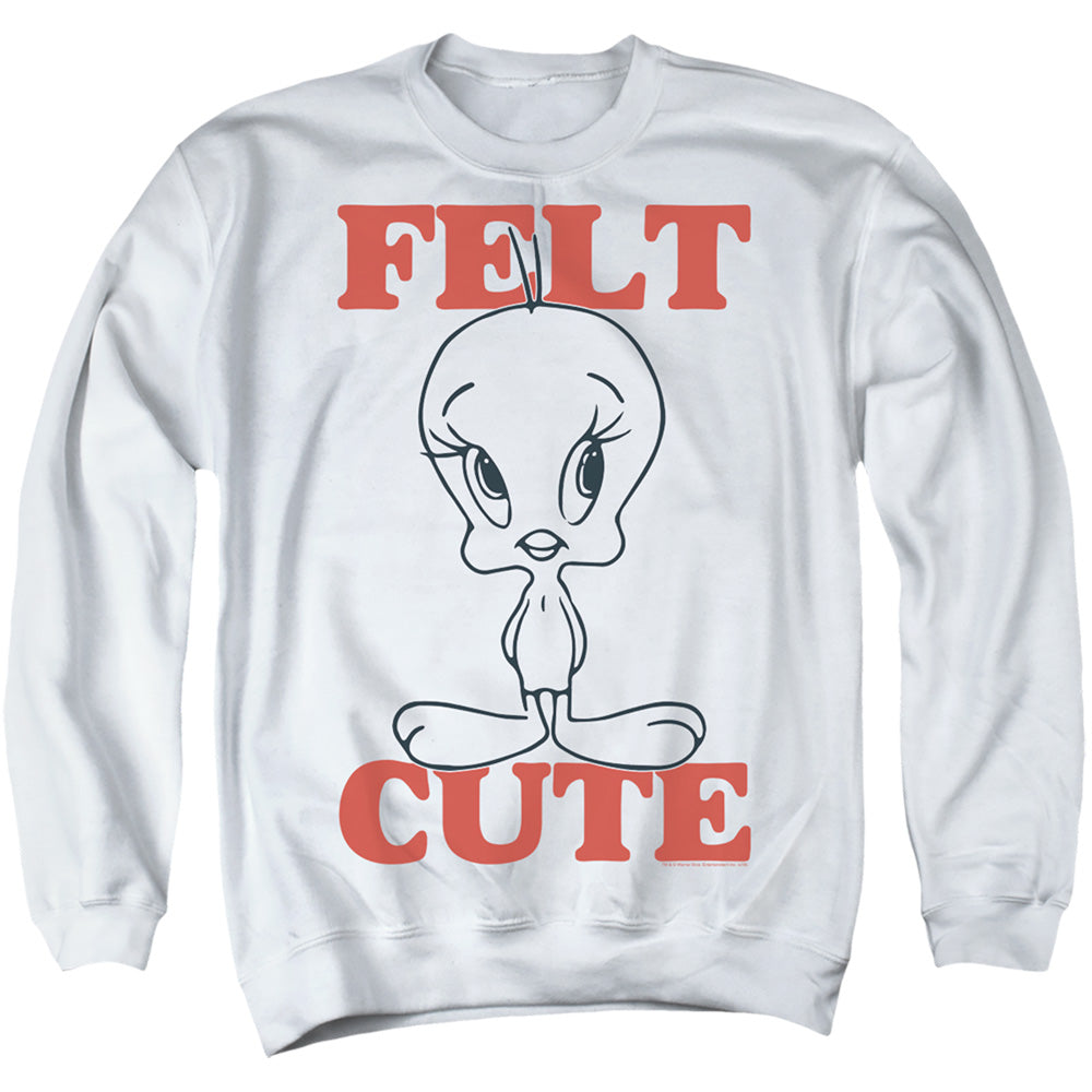 LOONEY TUNES/FELT CUTE - ADULT CREWNECK SWEATSHIRT - WHITE
