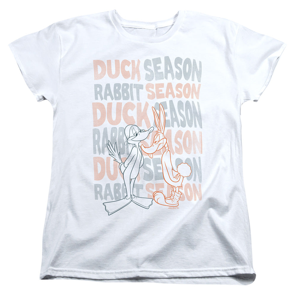 LOONEY TUNES/DUCK SEASON RABBIT SEASON - S/S WOMENS TEE - WHITE