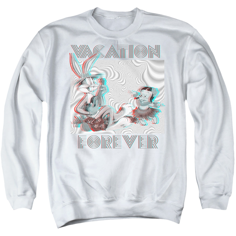 LOONEY TUNES/VACATION FOREVER - ADULT CREWNECK SWEATSHIRT - WHITE