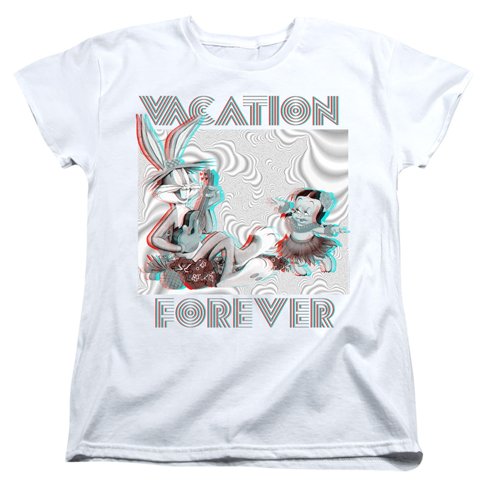 LOONEY TUNES/VACATION FOREVER - S/S WOMENS TEE - WHITE