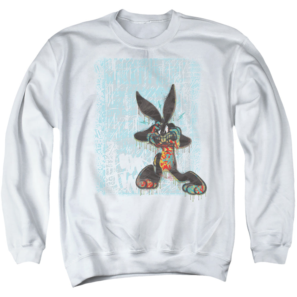 LOONEY TUNES/GRAFFITI RABBIT - ADULT CREWNECK SWEATSHIRT - WHITE