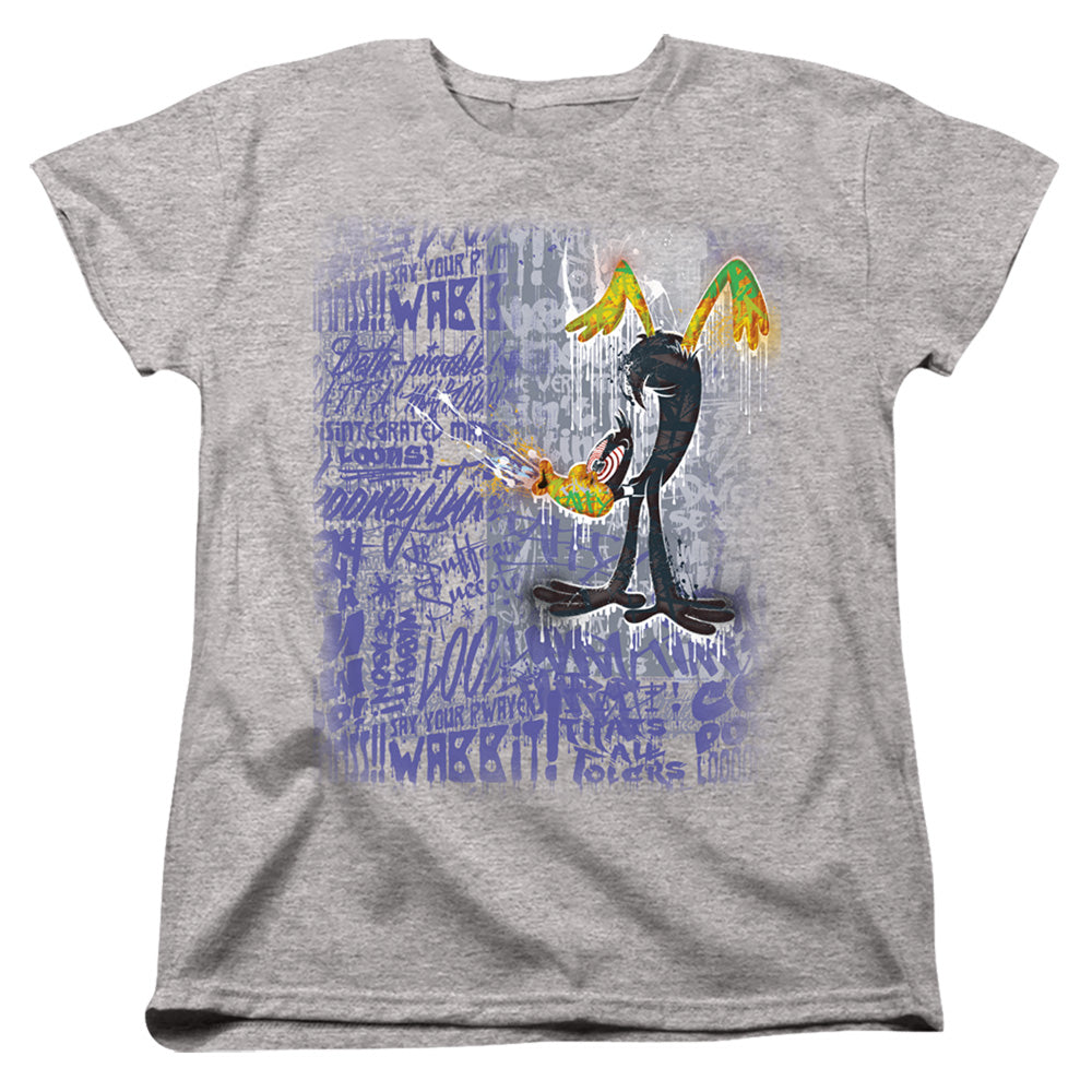LOONEY TUNES/GRAFFITI DUCK - S/S WOMENS TEE - ATHLETIC HEATHER