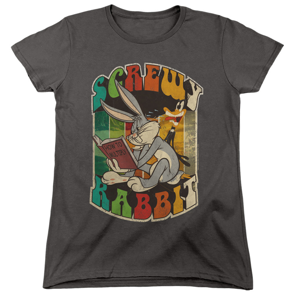 LOONEY TUNES/SCREWY RABBIT - S/S WOMENS TEE - CHARCOAL