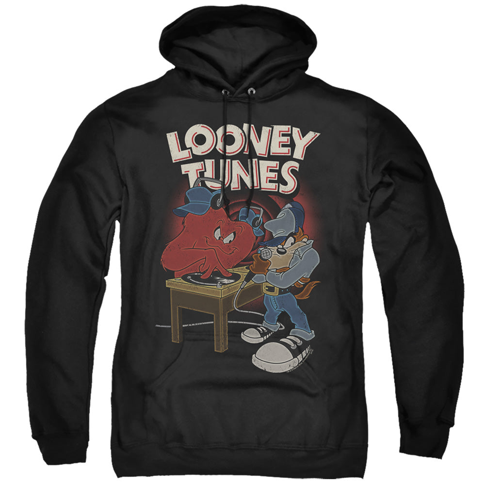 LOONEY TUNES/DJ LOONEY TUNES - ADULT PULLOVER HOODIE - BLACK