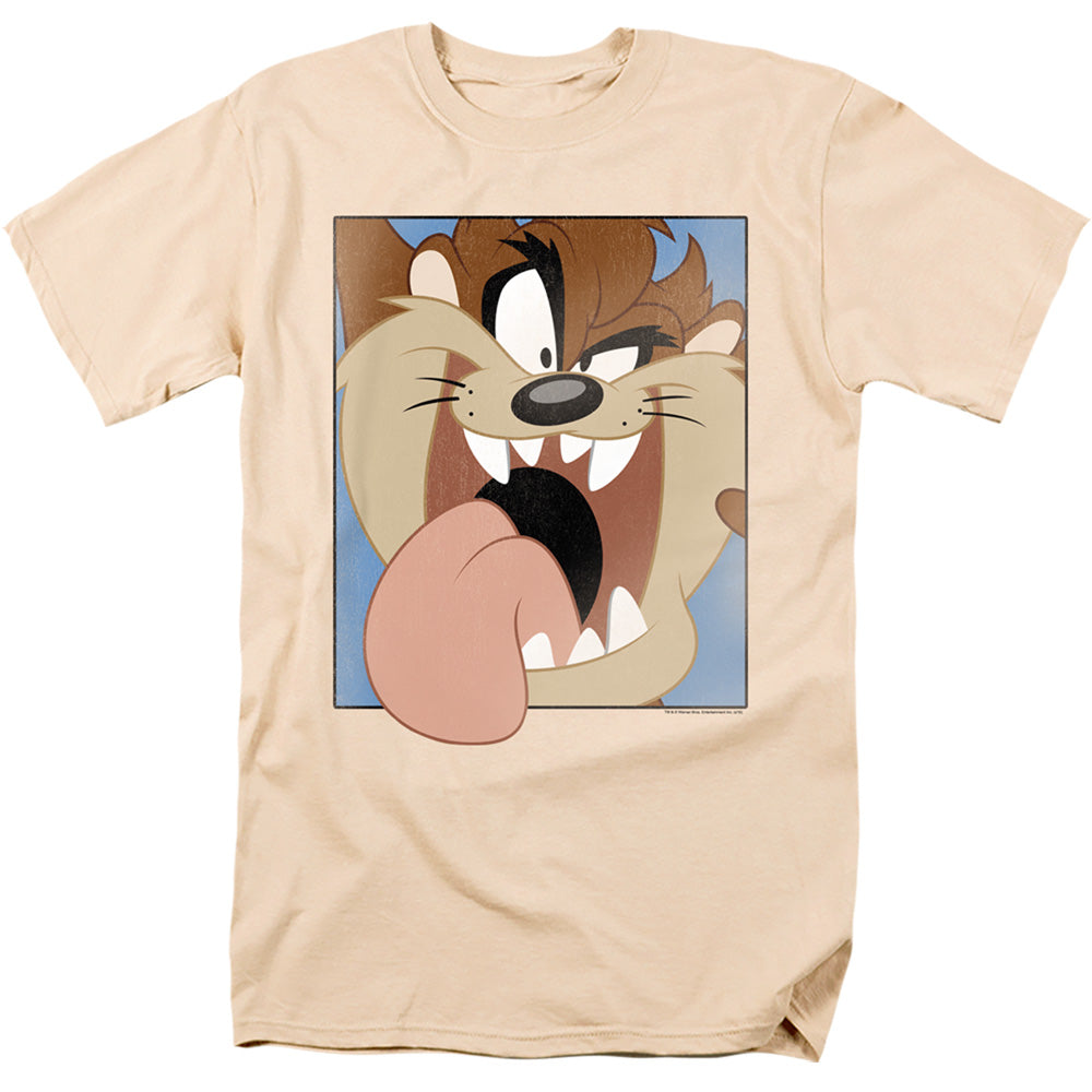 LOONEY TUNES/TAZ CLOSEUP - S/S ADULT 18/1 - CREAM