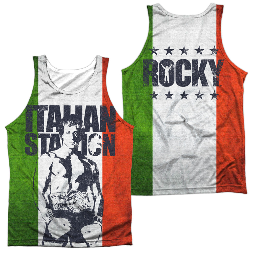 ROCKY/STALLION (FRONT/BACK PRINT) - ADULT POLY TANK TOP - MULTI