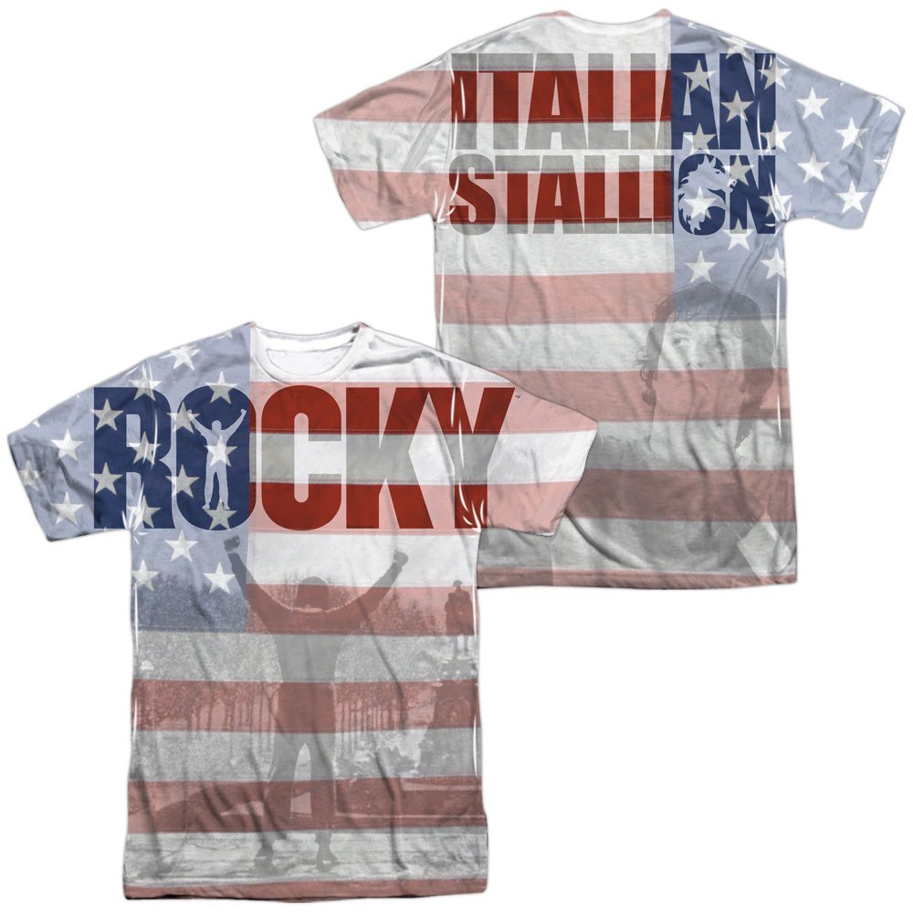 ROCKY/AMERICA (FRONT/BACK PRINT) - S/S ADULT POLY CREW - MULTI