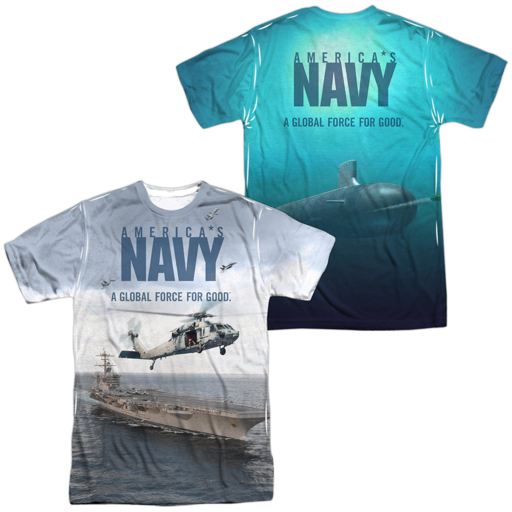 NAVY/OVER AND UNDER (FRONT/BACK PRINT) - S/S ADULT POLY CREW - MULTI