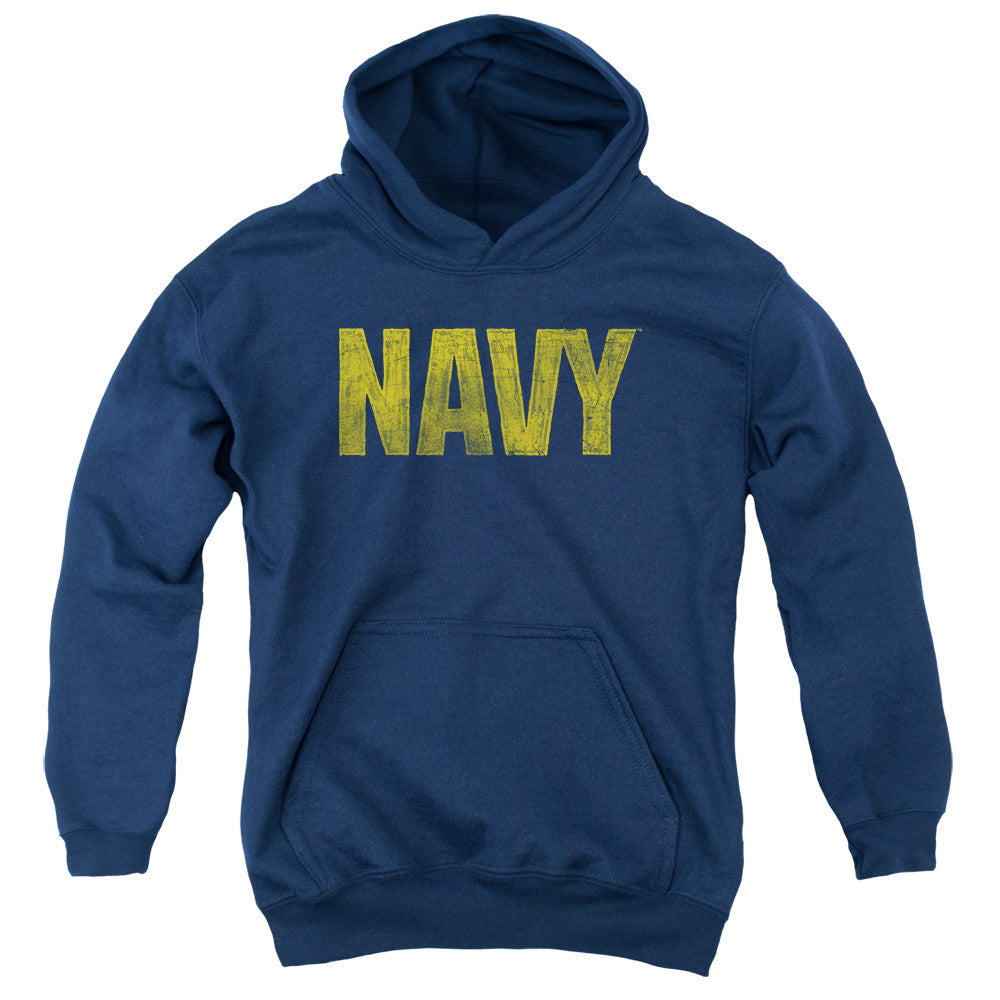 NAVY/LOGO - YOUTH PULLOVER HOODIE - NAVY
