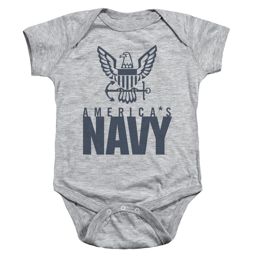 NAVY/EAGLE LOGO - INFANT SNAPSUIT - ATHLETIC HEATHER