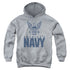 NAVY/EAGLE LOGO - YOUTH PULLOVER HOODIE - ATHLETIC HEATHER