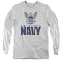 NAVY/EAGLE LOGO - YOUTH LONG SLEEVE TEE - ATHLETIC HEATHER