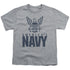 NAVY/EAGLE LOGO - S/S YOUTH 18/1 - ATHLETIC HEATHER