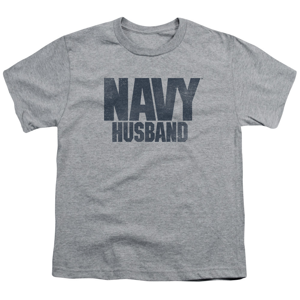 NAVY/HUSBAND - S/S YOUTH 18/1 - ATHLETIC HEATHER
